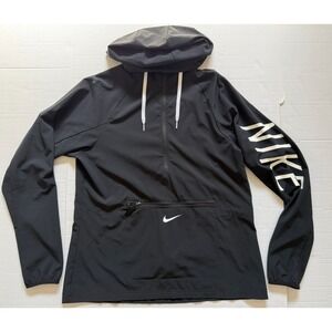 Nike Flex Woven Jacket - Black/White Womens Small Anorak Running Hooded